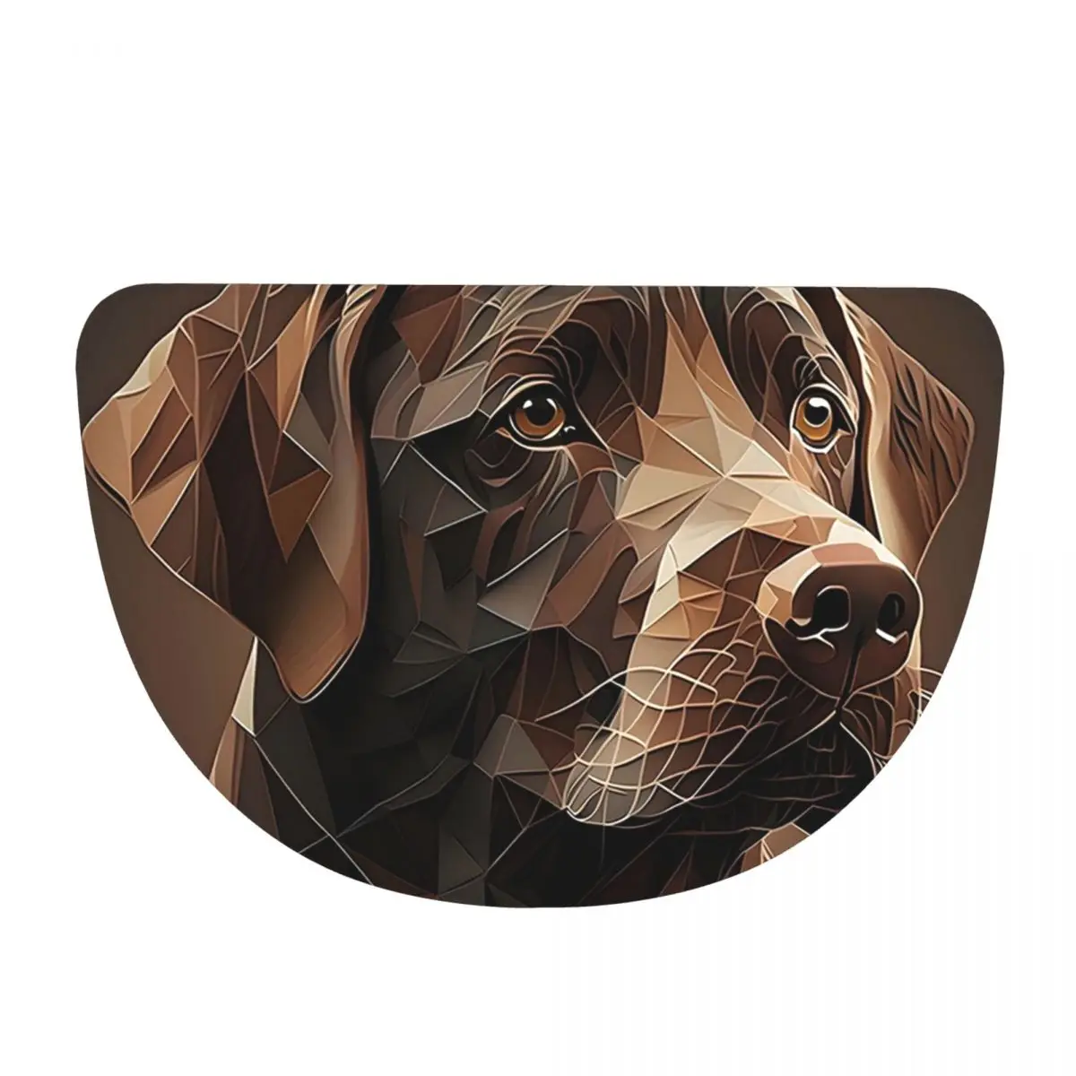 Geometric Choco A Chocolate Labrador Artwork Flannel Half Round Doormat Non Slip Bathroom Mat Absorbent Floor Carpet for Garage