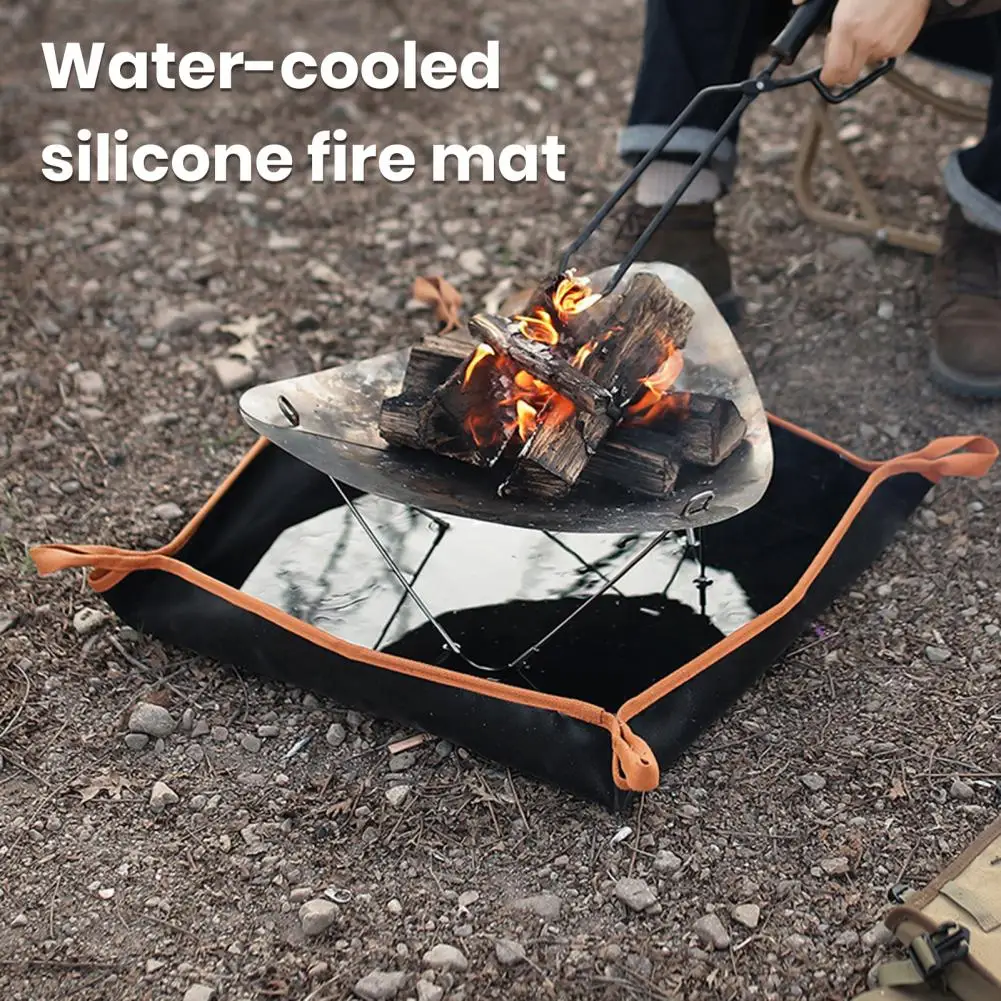 Grill Mat Portable Double-sided Fireproof Mat Heat-resistant Waterproof Square for Wood Burning Fire-pit Grill Reusable Outdoor