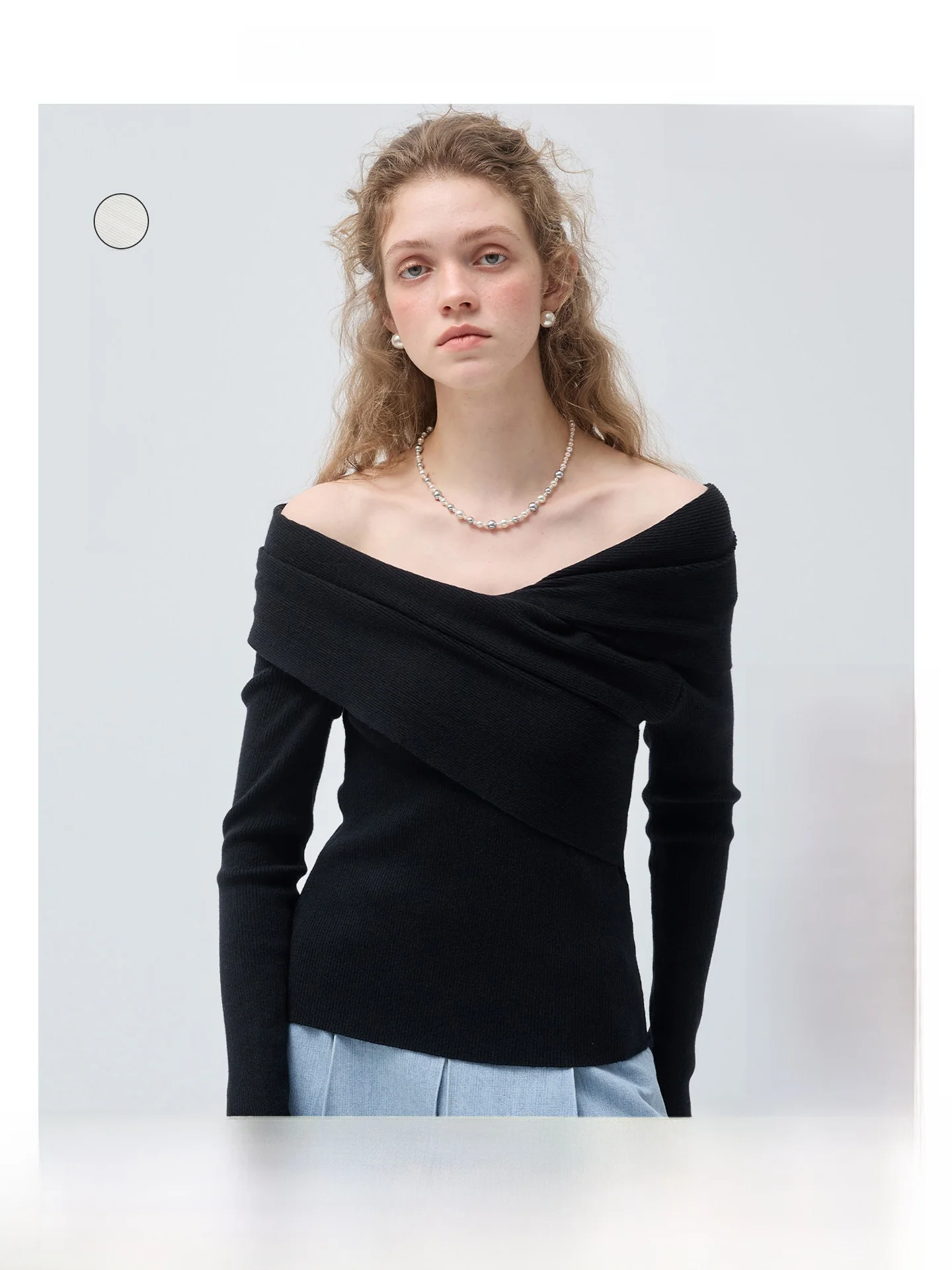 

Bla Tone VEGA CHANG Women's Knitted Woolen Sweater Spring 2026 Korean Sle One-oulder Slim Fit Long Sve Casual Top