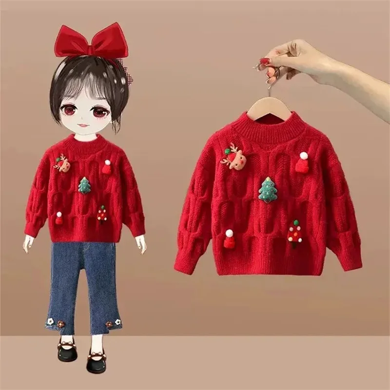 Jersey de Navidad infantil de punto suave para niños y niñas