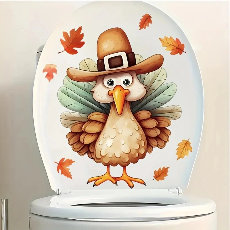 

MT1354# Funny Cartoon Chicken Toilet Decal, Self-Adhesive Ceramic Sticker, Animal Print for Car, Bathroom, Bedroom, Living Room