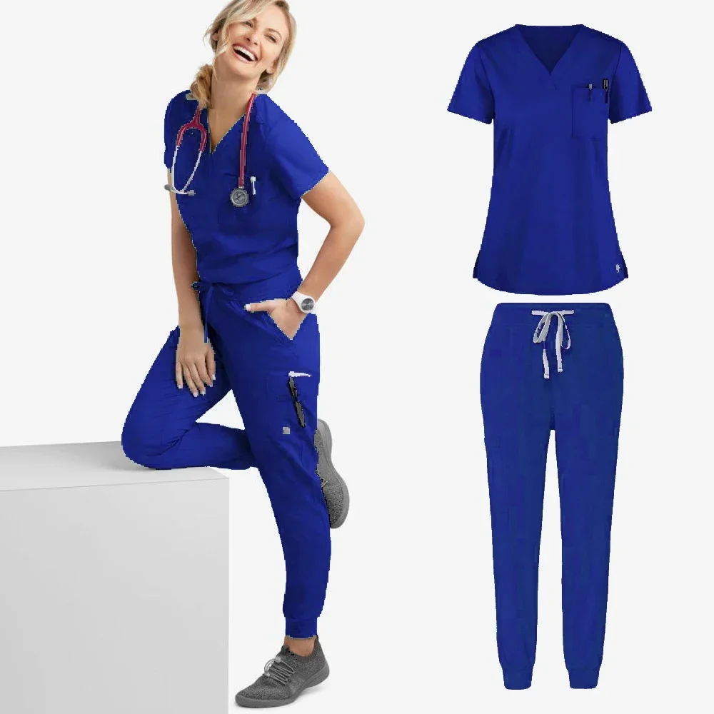 Medical Uniforms for Summer Nurse Women Fashion Uniforms Cool Fabric Short Sleeve Medical Scrubs Clothes Nursing Elastic Pants