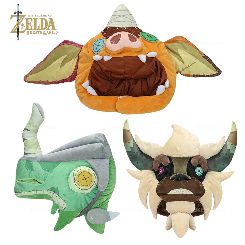 Gorro de Cosplay de la leyenda de Zelda Bokoblin, gorro de felpa con eslabones verdes, escudo de Zelda, casco de Lizalfos Lynel, accesorios de disfraz para el cuello, regalo