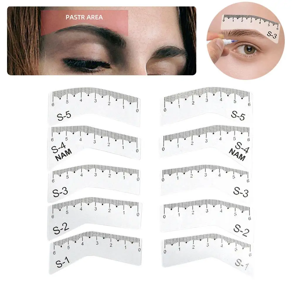 5 Pairs Vrouwen Herbruikbare Microblading Wenkbrauw Heerser DIY Eye Brow Tekening Gids Vormgeven Grooming Stencil Card Make Up Gereedschap