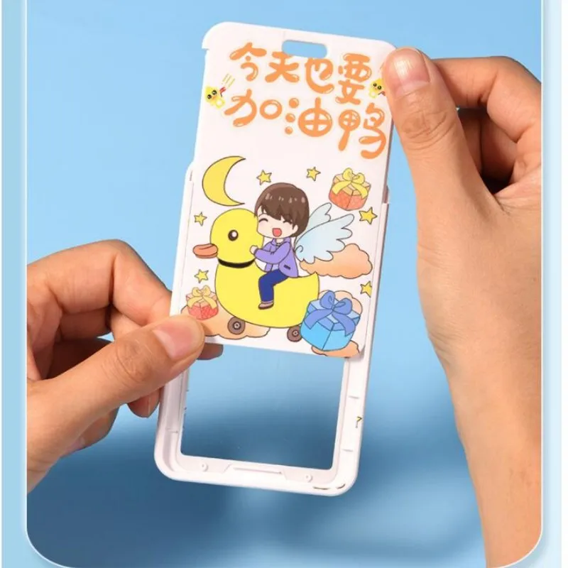 Student ID Card Holder School Badge Holder Card Protection Case Cartoon Pattern Card Holder Telescopic Lanyard