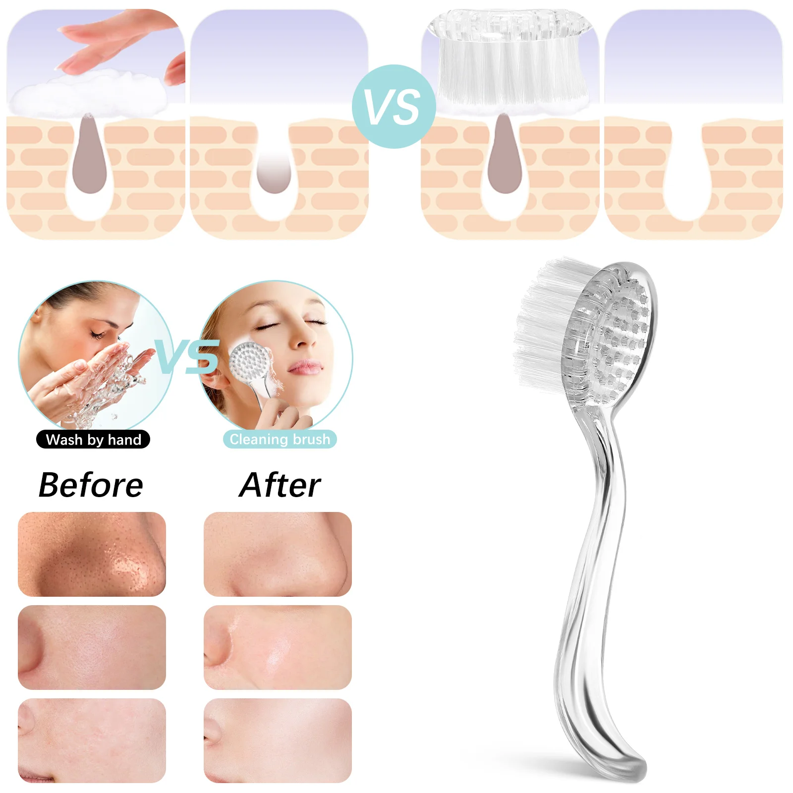 

3 Pcs Long Handle Round Head Nail Cleaning Brush Dense Bristles Ergonomic Plastic Soft Tool for Household Scrubbing