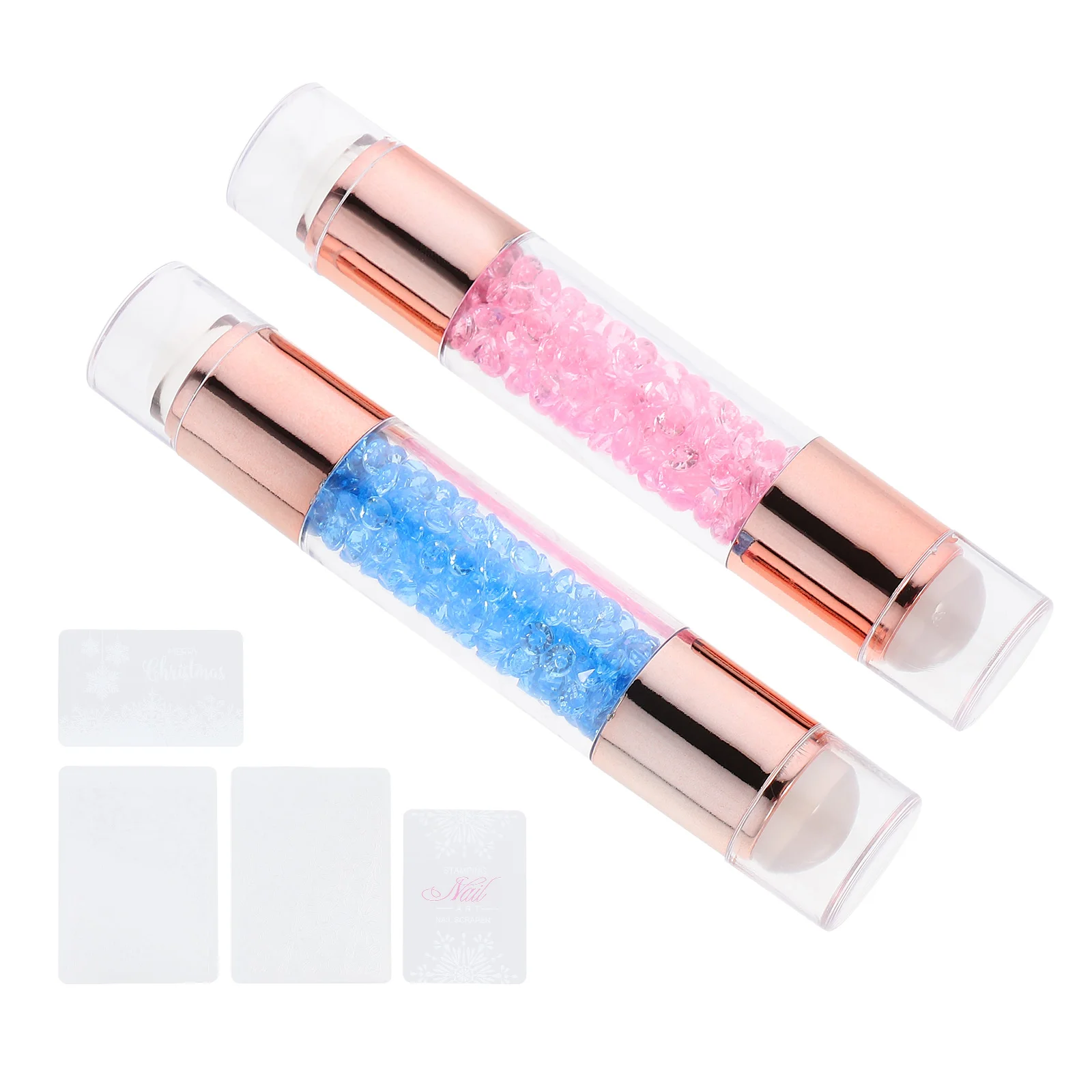 

2 Pcs Nail Stamp Dual Head Manicure Stamper Seal Gel Glitter Polish Small Flash