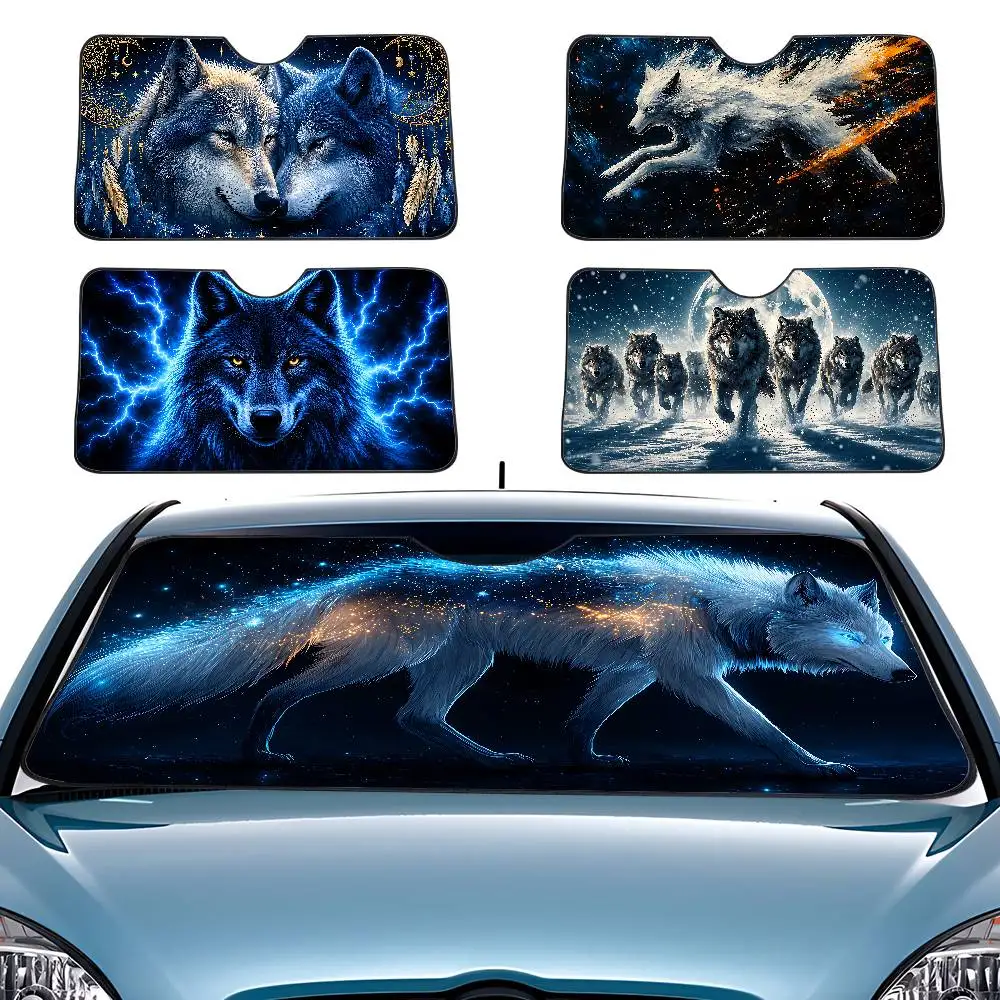 Cosmic Wolf Car SunShade Windscreen Front Window Visor 70x130cm Sun Visor Solar Protect Plaid Gift Novelty Car