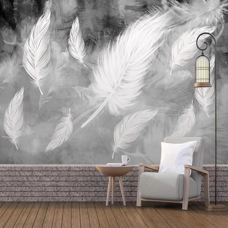 Custom 3D Wallpaper Modern Simple White Feathers Photo Mural Bedroom Home Decor Living room sofa TV background wall restaurant