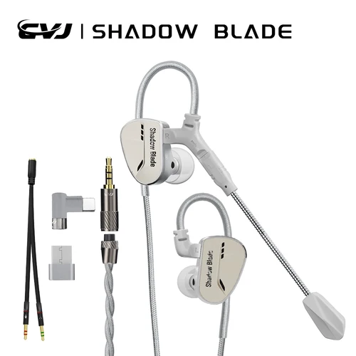 CVJ Shadow Blade Vibración Música Juegos IEM HIFI Auriculares intrauditivos con cable Controlador dinámico + Unidad de vibración con tubos de sintonización Micrófono HD