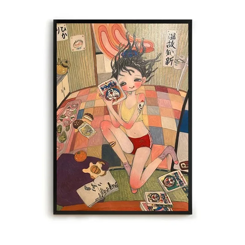 لوحة جدارية مطبوعة مزخرفة من Aya Takano على لوحات قماشية لديكورات غرفة النوم ملصق جمالي Pinterest لديكور المنزل
