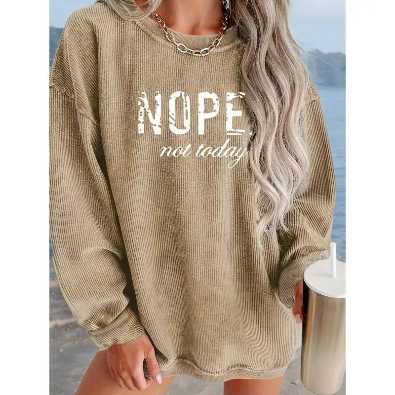 Loose Long Sleeve Printed Tee Women's High Waist Denim Cotton T-shirt Printed Loose Long Tee Cross-Border Fashion Ladies' Tee