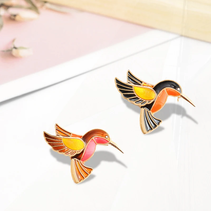 Metal Birds Cute Broach Bird Hummingbird Badge High Quality Accessories Vintage Jewelry Pines for Women Colorful Enamel Brooch