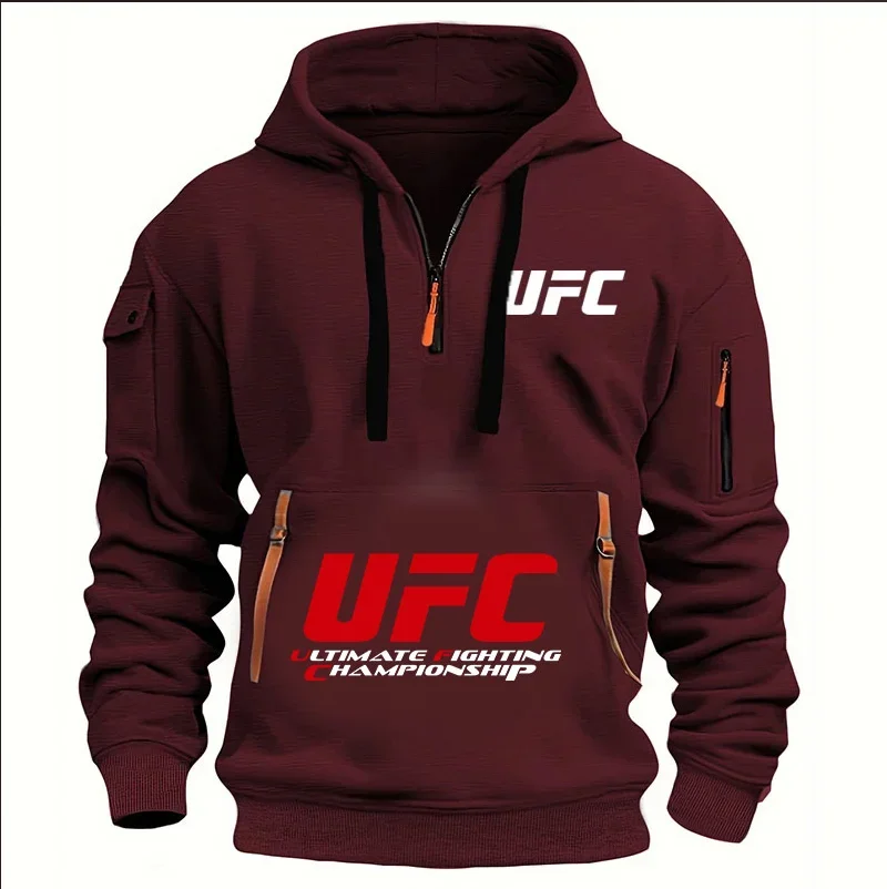 2025 الربيع y otoño hombres y mujeres UFC lucha media cremallera سوداديرا con capucha calle ocio deportes مودا سوداديرا con c