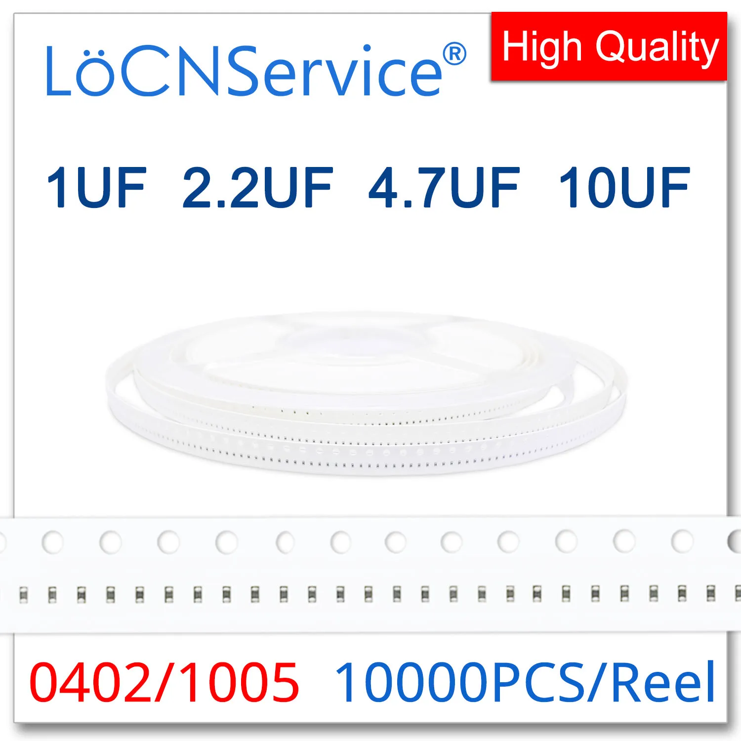 

LoCNService SMD Capacitor 10000PCS 0402 1005 X5R Y5V RoHS 6.3V 10V 25V 10%(K) 20%(M) 1UF 2.2UF 4.7UF 10UF High quality 105 106