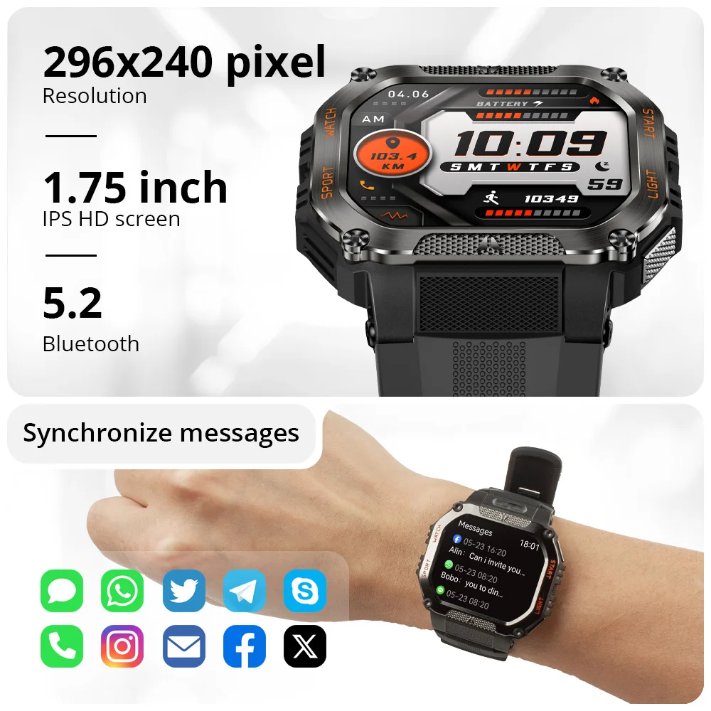 COLMI P85 Smartwatch الرجال مدير الصحة بلوتوث دعوة IP68 مصباح يدوي مقاوم للماء الرياضة في الهواء الطلق وعرة ساعة ذكية للهاتف