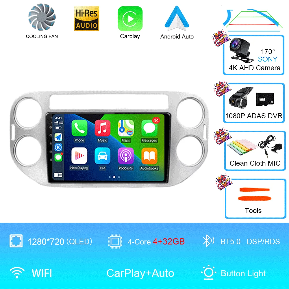 Android 16 voor Volkswagen VW Tiguan 5N 2007-16 VW Golf Plus 2004-13 9 inch CarPlay autoradio GPS navigatie head unit