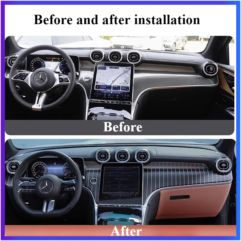 For Mercedes-Benz C-Class C260L C200 2022-2025 Central Control Vertical Striped Panel Dashboard Modified Trim Panel Accessories