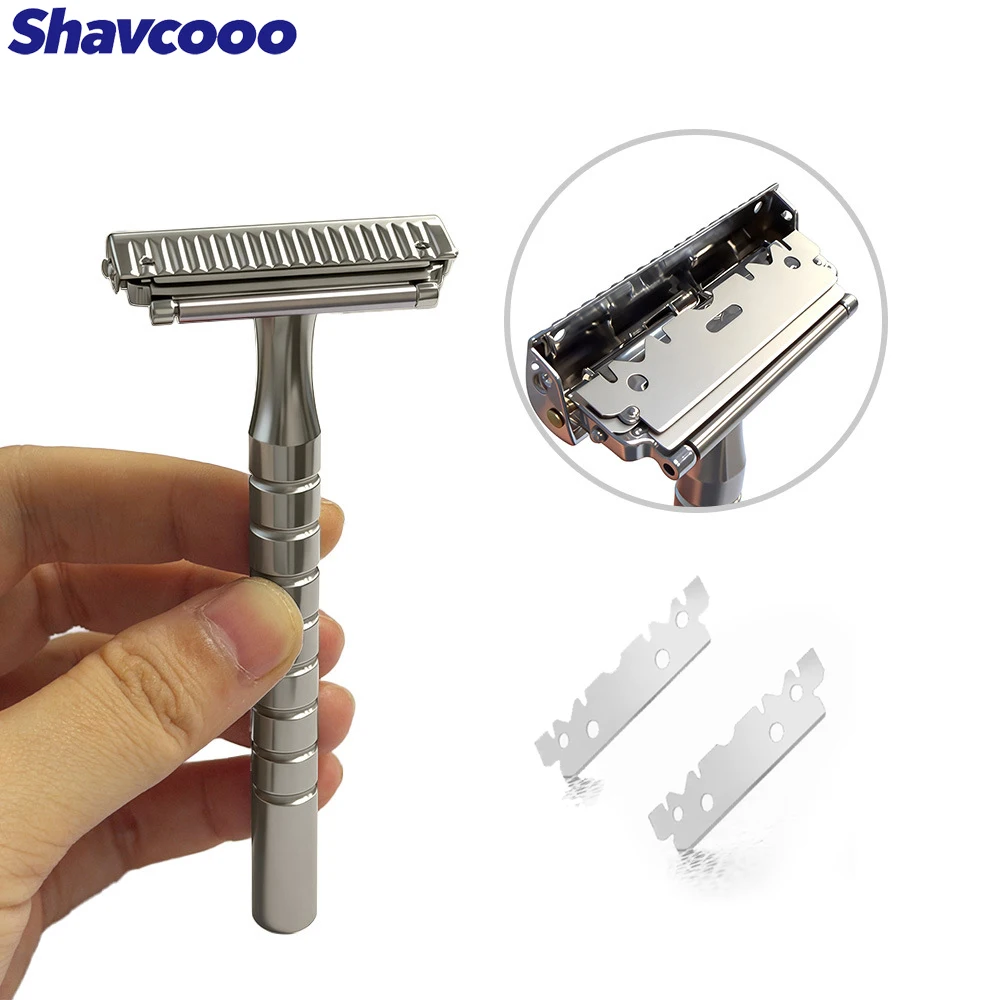 Shavcooo Glide Pro 4D безопасная бритва из нержавеющей стали, экологически чистая двойная полубритва для мужчин и женщин, подарочный набор с дорожной коробкой
