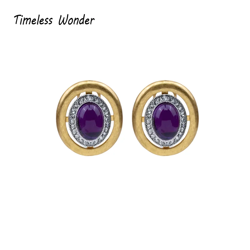 

Timeless Wonder Fancy Crystal Zircon Geo Button Earrings for Women Designer Jewelry Punk Sweet Gift Rare Top Classy 3346