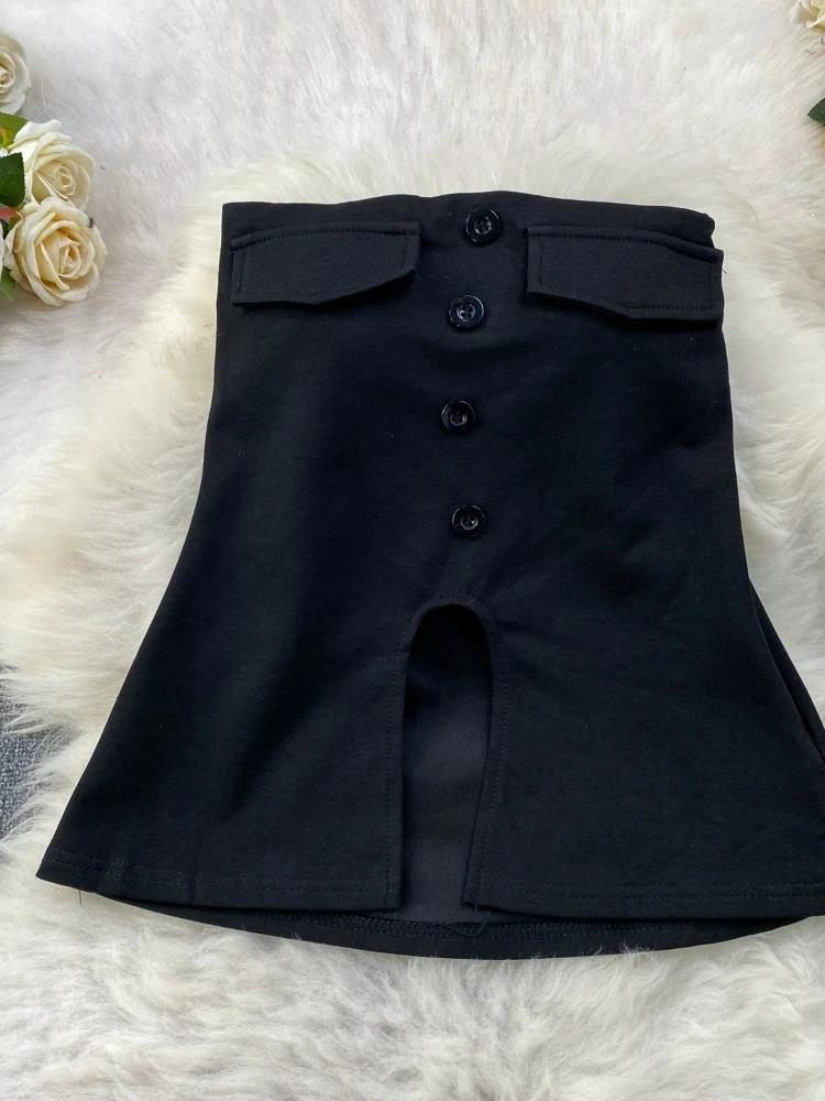 Set Premium Elegant Sexy Slit Bandeau With Padded Bustier High Waist Slimming Flare Pants Two Piece