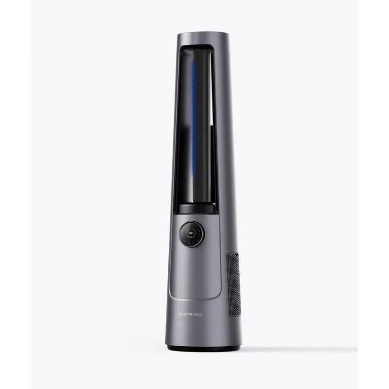 Remote controlled bladeless tower fan with spray humidification and air purification, with energy-saving electric function