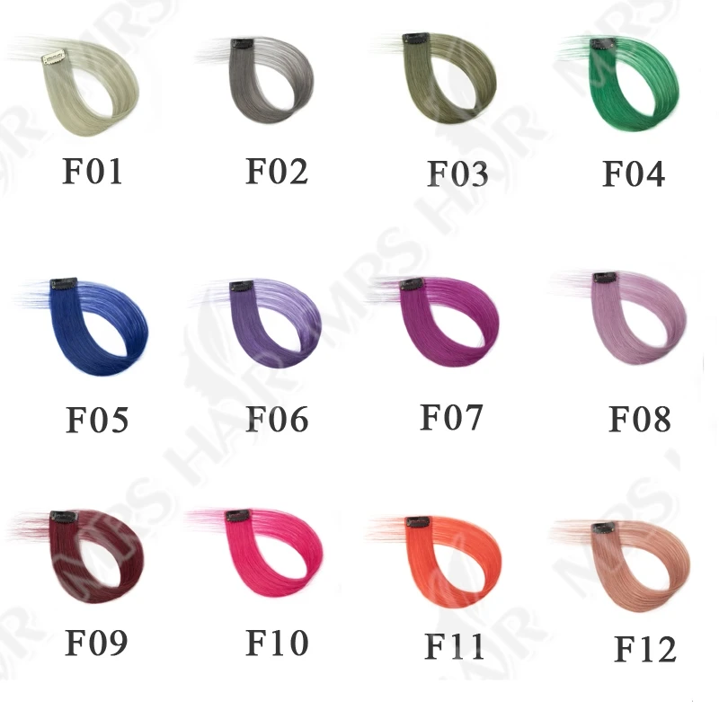 وصلات شعر ملونة ساخنة بمشبك في 16 بوصة للحفلات الاصطناعية النيون يبرز ملحقات الشعر للنساء (12 لونًا) #3