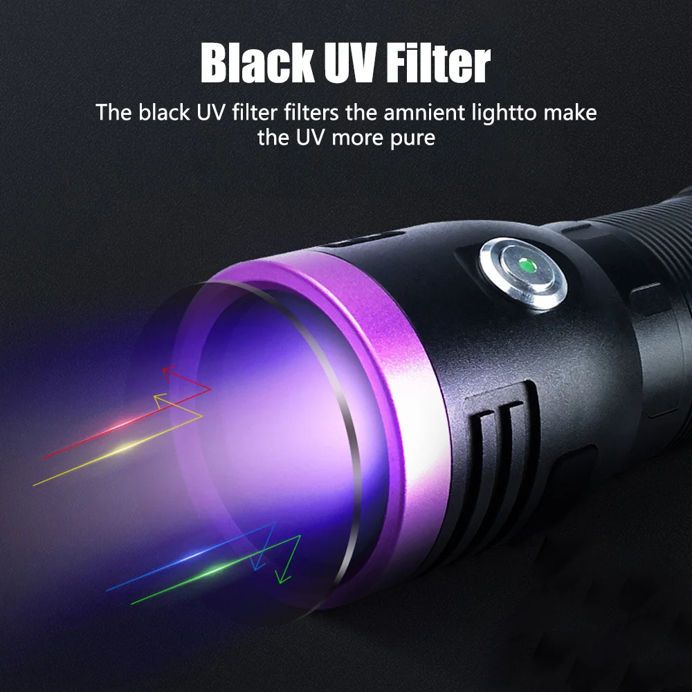 60W/80W/120W High Power UV Flashlight Type-C Rechargeable Portable Waterproof UV Light Torch