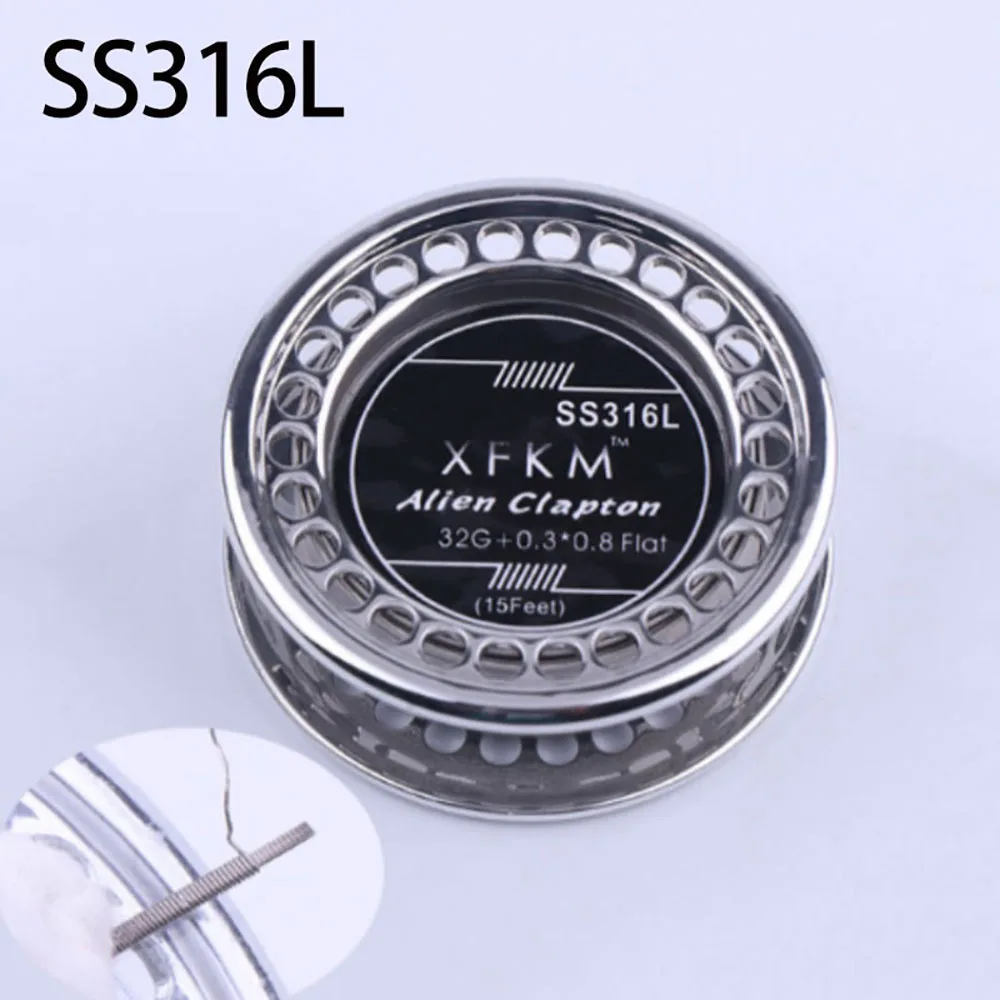 SS316L/Ni80 Fused Clapton Prebuild Coil Heating Wire 15Feet Spool By XFKM