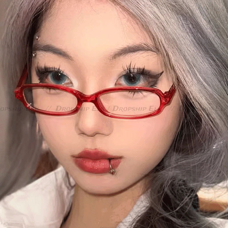 نظارات مضادة للضوء الأزرق للنساء ، بيضاوية ، مربعة ، ملونة ، إطار صغير ، نظارات كمبيوتر ، نظارات عتيقة ، جديدة ، Y2K