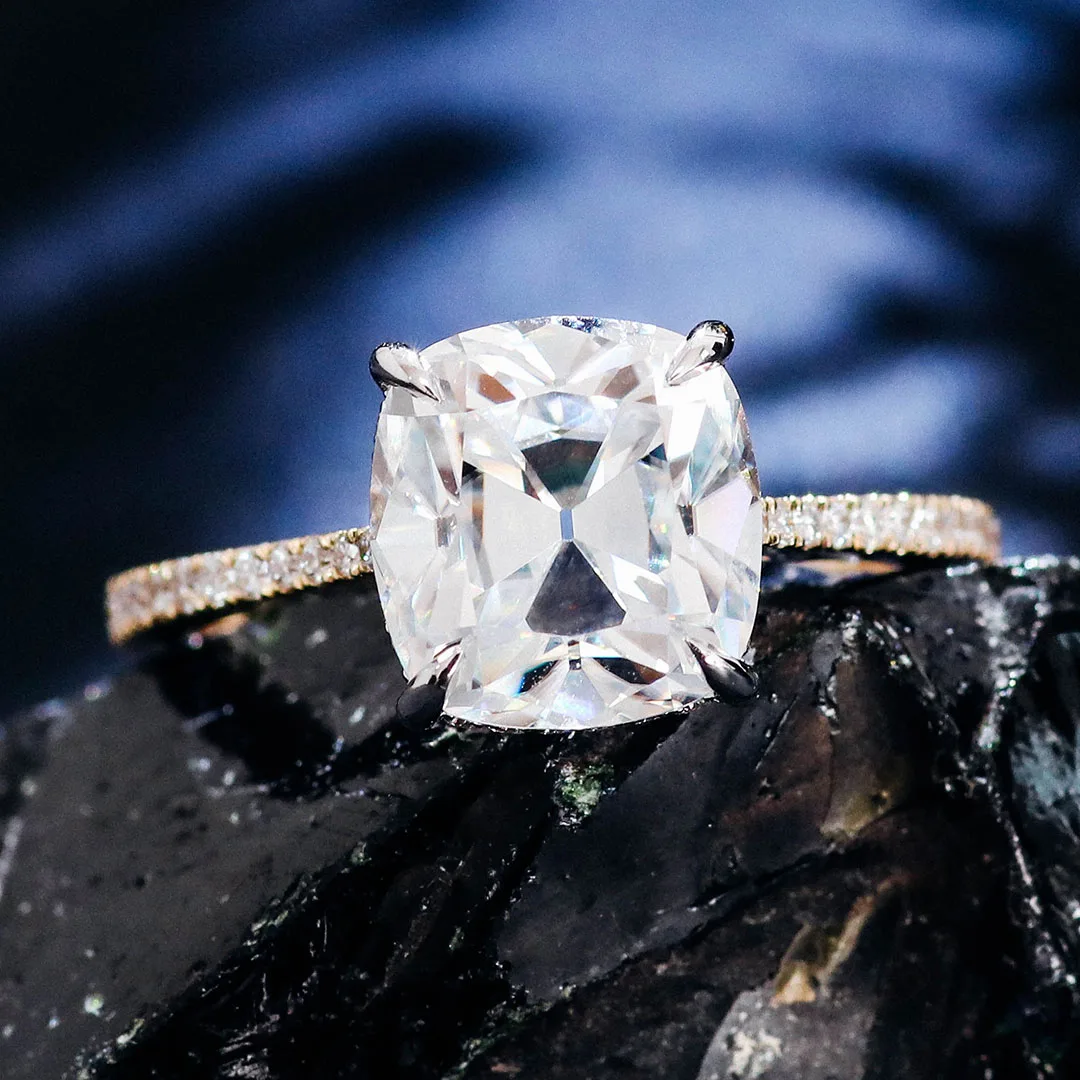 Provence 10K/14K/18K Moissanite Engagement Rings for Women Cushion Cut D Color 6.5CT DIY Jewelry Custom Four Prong Luxury Rings