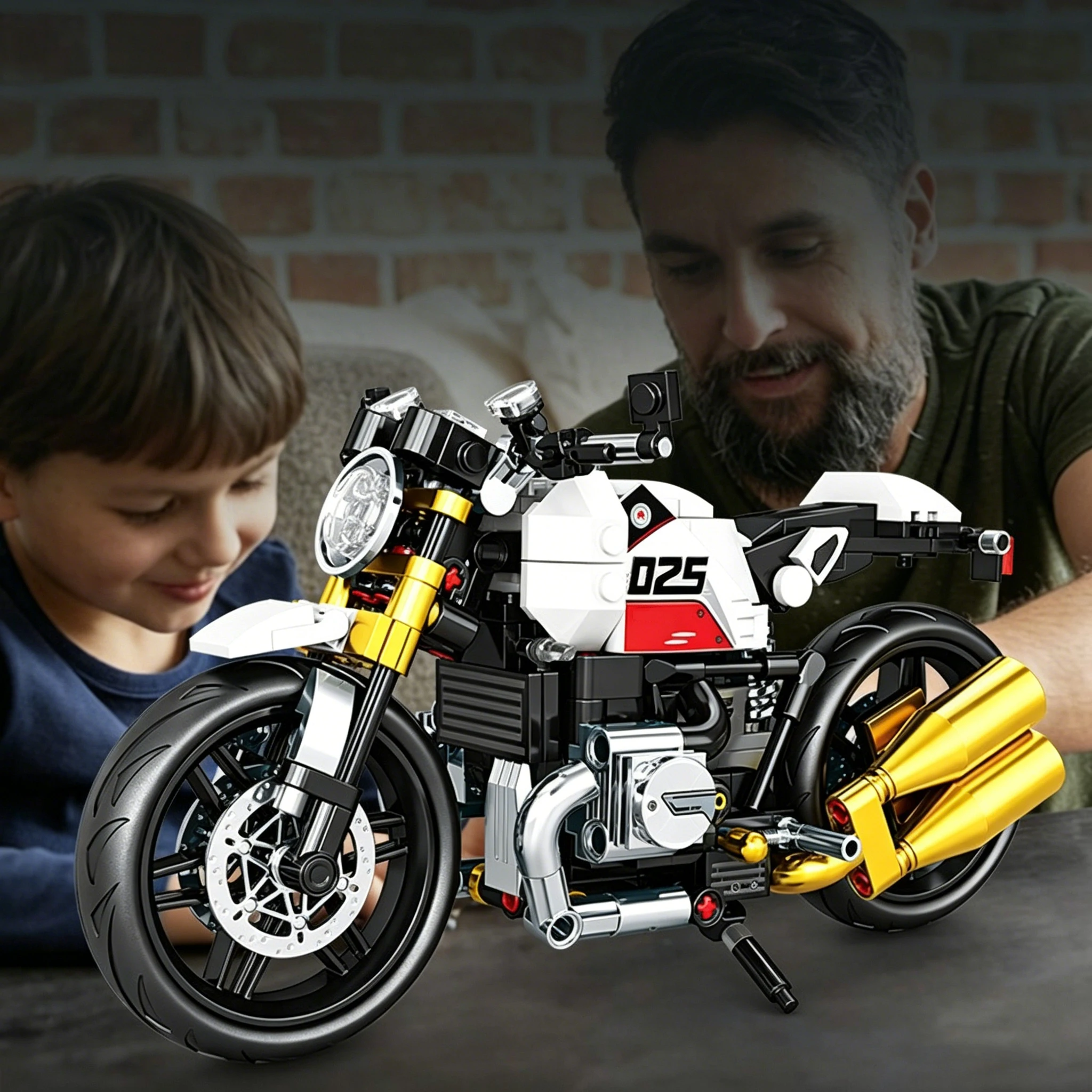 Set de Bloques de Construcción de Motocicleta, Modelo de Superbike de Carreras, Motocicleta Retro de Calle, Juguete Cole