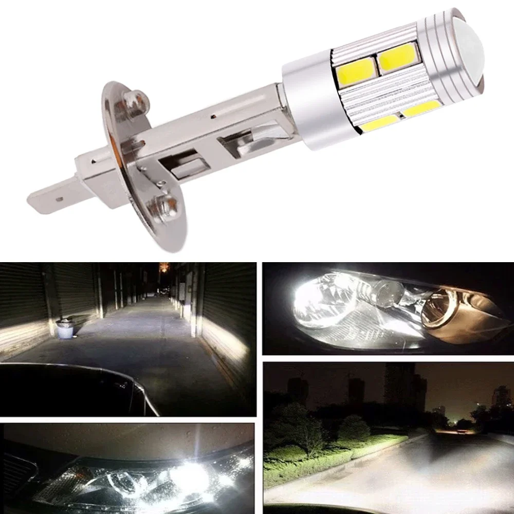 

1PCS H1 H3 Car LED Parking Trunk Light 10SMD 5630 Fog Signal Turn Driving Lamp White Amber Reverse Auto DRL Bulb DC 12V 3W 4300K