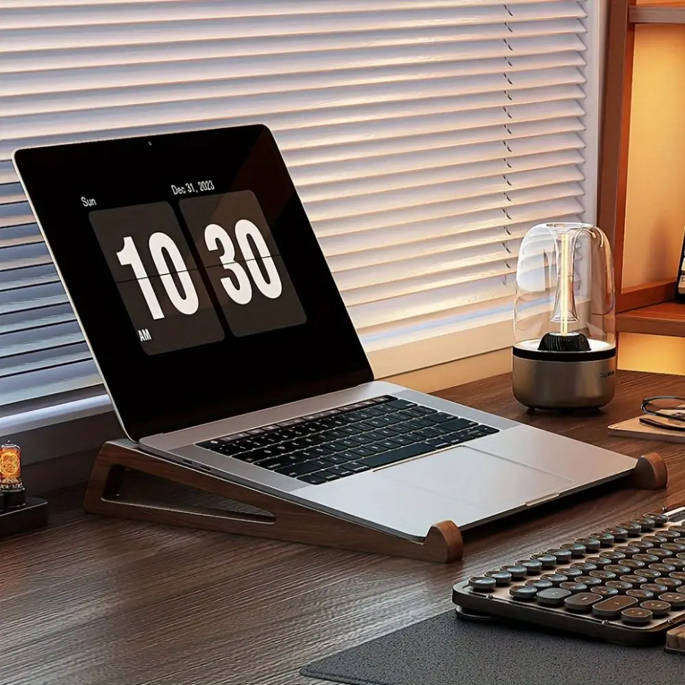 New Wooden Laptop Stand Ergonomic 12° Adjustable Angle Tablet Stand Portable Ventilated Laptop Bracket for 10-17inch