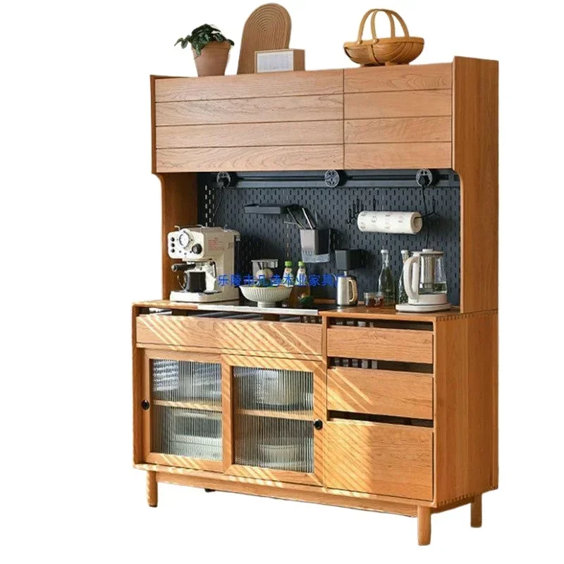 

Nordic Japanese-style solid wood dining side cabinet, against the wall, kitchen storage high cabinet