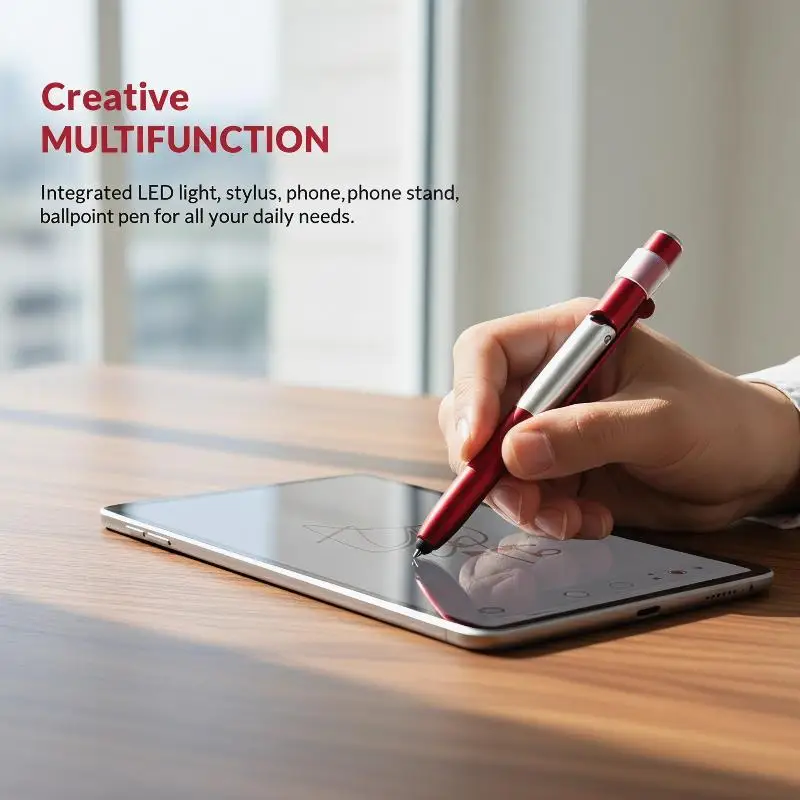 4 In 1 Folding Multifunction Pen With LED Light Touch Screen Stylus Phone Stand