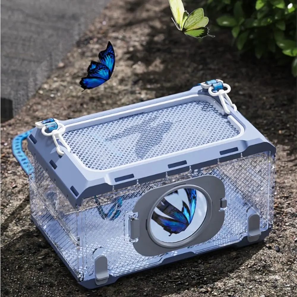 

Folding Insect Observation Box Transparent Wear Resistant Portable Hamster Cage Waterproof Critter Butterflies Cage for Outdoor