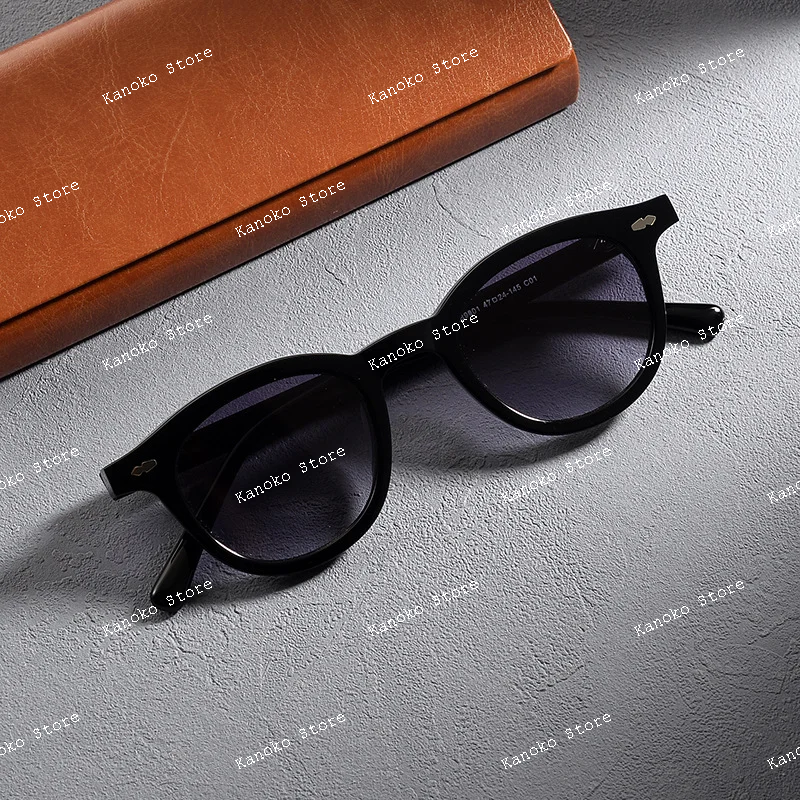 Montura de anteojos vintage hecha a mano con montura para miopía para hombres, cara grande, gafas de sol con montura negra