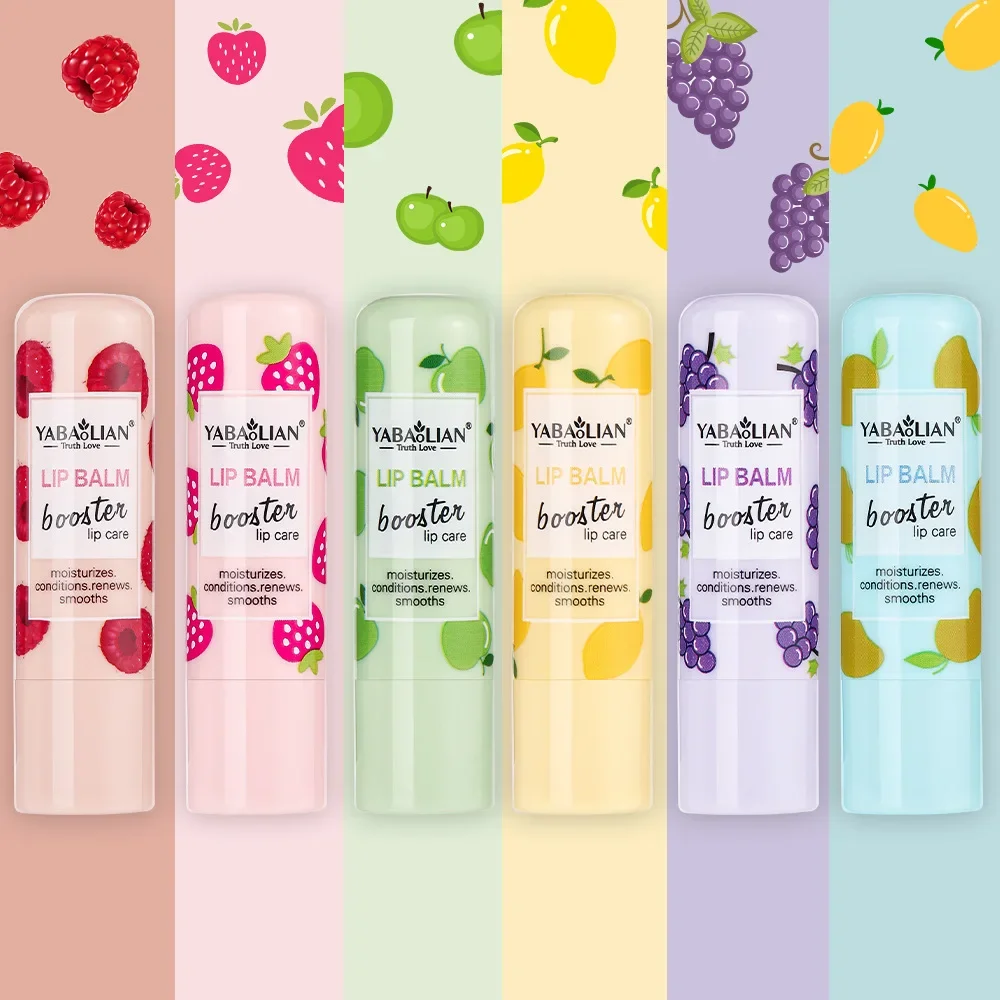 Fruity Lip Blam Apple Strawberry Lemon Grape Lip Balm Deep Nourish Hydrating Clear Lip Balm Lips Care  liquid lipstick  makeup