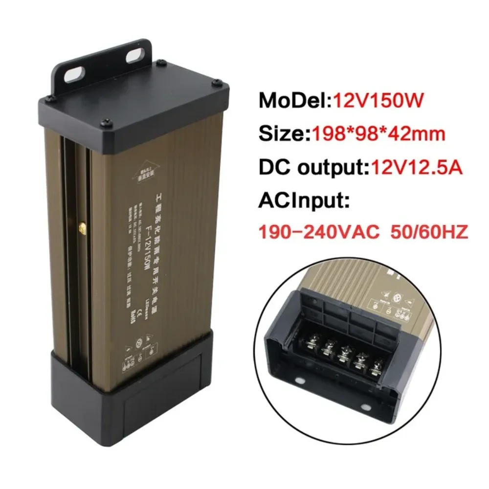 Switching Power Supply 5 12 24 V Volt 220V AC TO DC 12V Transformer 100W 200W 300W 400W 500W 600W Outdoor Rainproof Power Supply