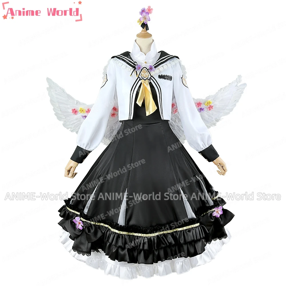 Game Blue Archive Shirasu Azusa Cosplay Costume with Wings Anime Dresses Christmas Halloween Wig Shoes Headwear