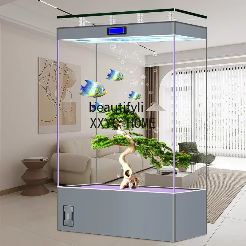 Living Room Light Luxury Super White Fish Tank New Partition Screens Lazy Change Water Ecological Fish Globe
