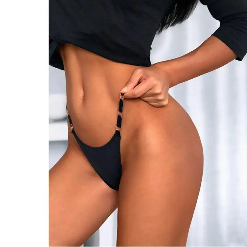 T-back Hollow Design Nylon Low Underpants Underwear Low Waist Sexy Thong Elastic Legs Low Waist Ice Silk Underwear Cotton