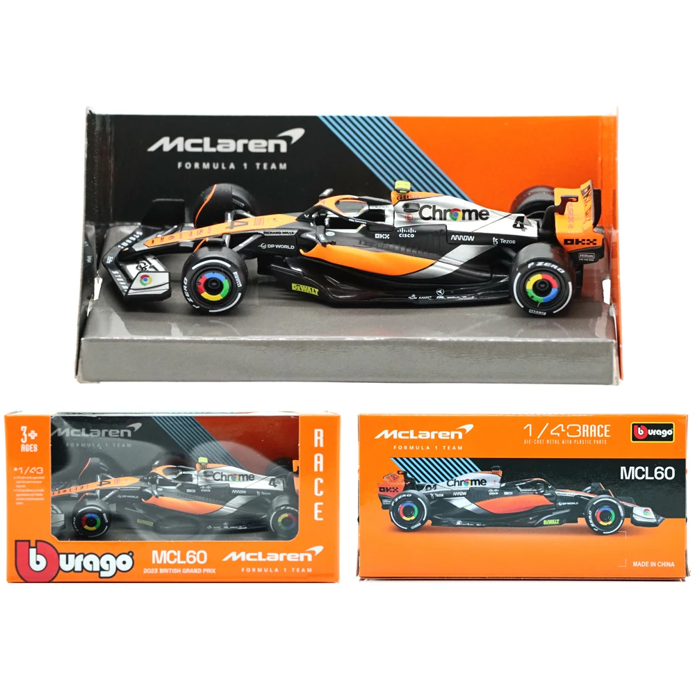 Bburago-colección de coches McLaren F1, 1/43, 2023, Team Mclaren, Racing #4, #81 Lando, Oscar Alloy Diecast F1, juguetes de regalo