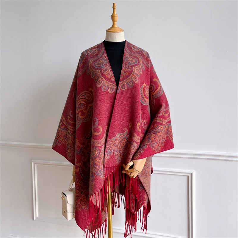 Luksusowa kaszmirowa pashmina na jesień, szal, chusta dla kobiet, ciepłe zimowe szale, koc, wzorzysty damski foulard, poncho, etola. ﻿