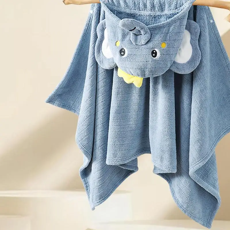 Child Hooded Bath Towels Quick Dry Swim Towel With Elephant Hood 59 X 35.4 Inch Soft And Absorbent Shower Towel For Boys And