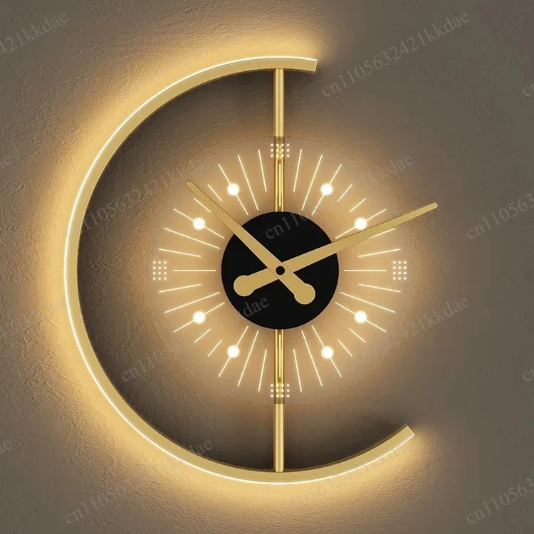 Living room light luxury creative clock wall lamp