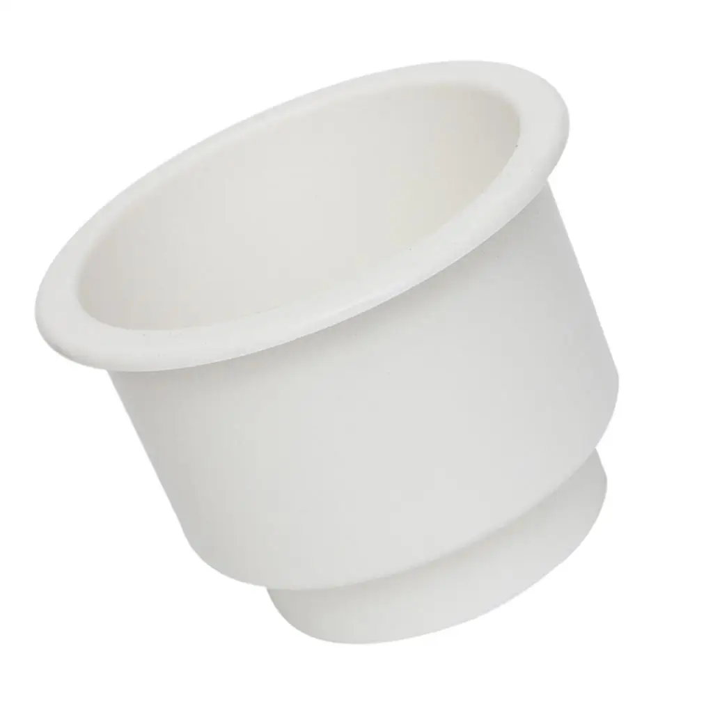 White No Hole Recessed Cup Drink Holder for Marine Boat Car Yacht RV Smooth Surface Easy Cleaning