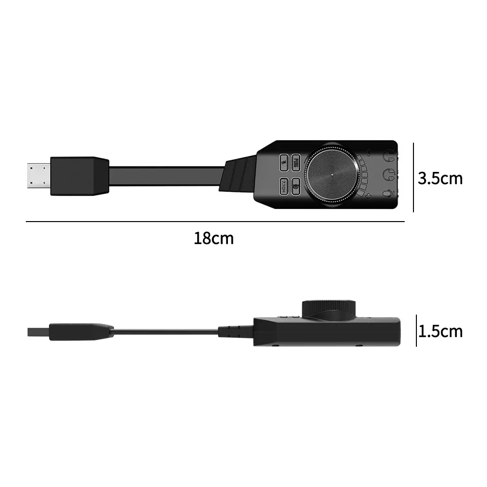 7.1Channel External USB Computer Game Sound Card for PUBG Gaming External Audio Card 3.5mm USB Adapter Plug and Play PC Laptop