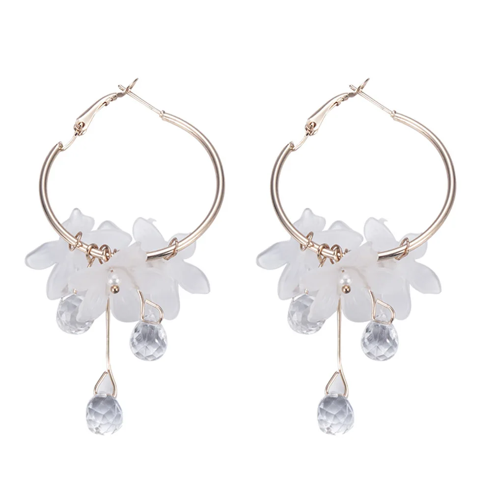 Korean Fashion Zircon White Flower Drop Earrings For Women Jewelry 2026 Trending New Sweet Women's Flowers Earrings Z40
